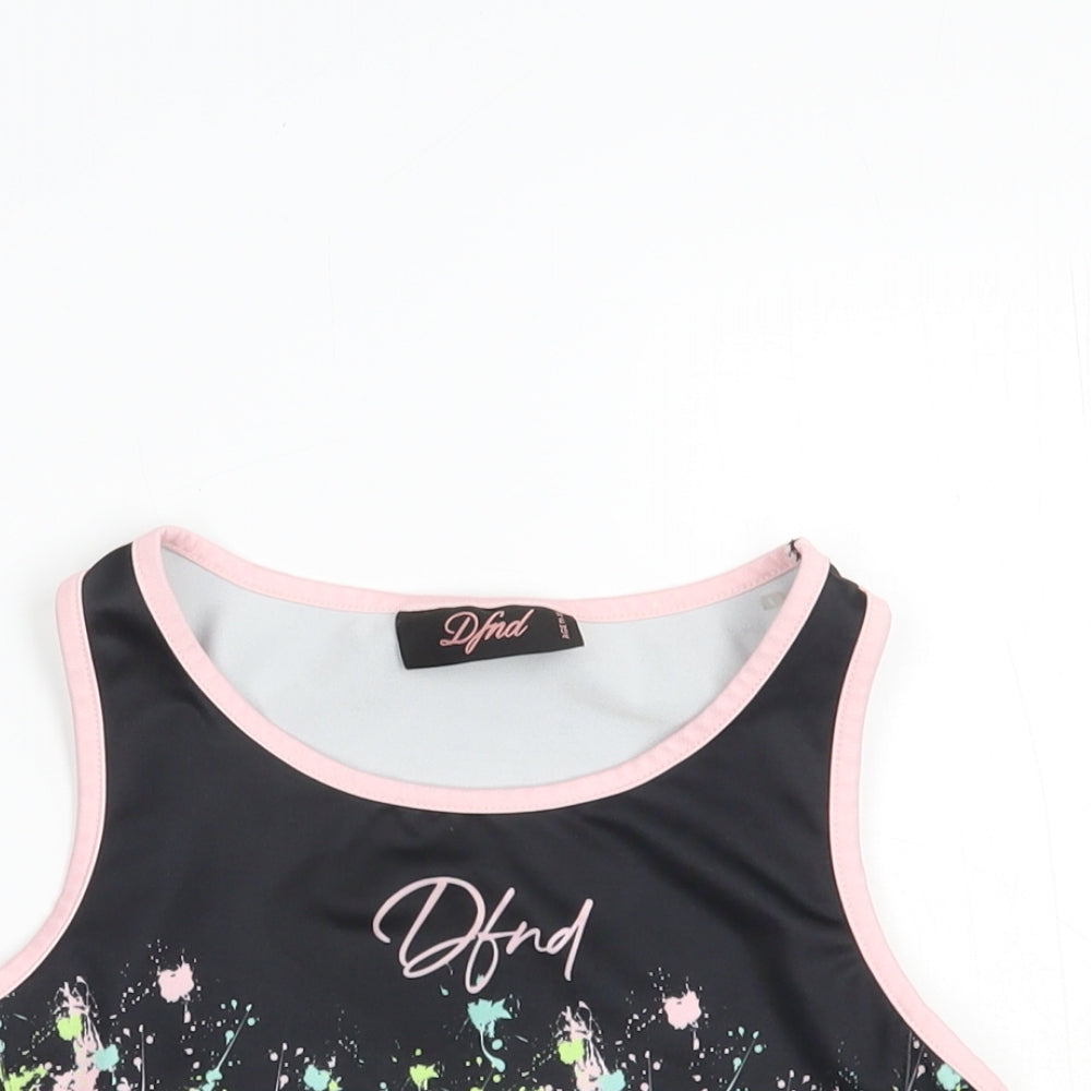 DFND Girls Multicoloured Geometric Polyester Cropped Tank Size 11-12 Years Scoop Neck Pullover