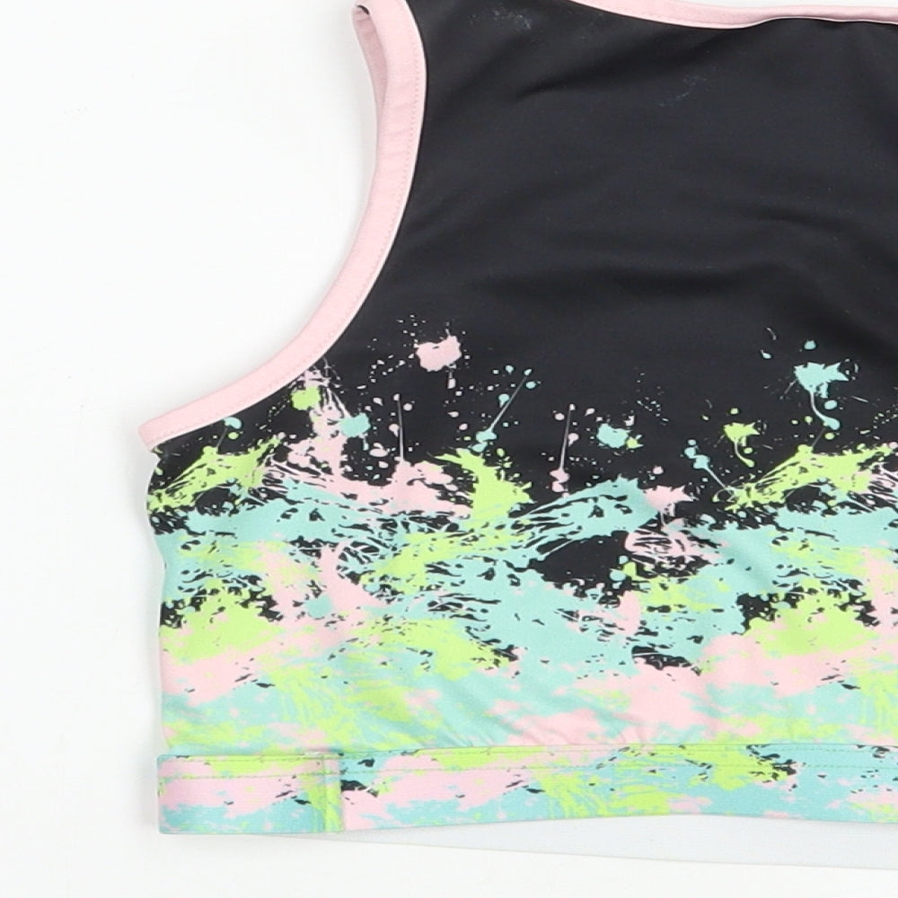 DFND Girls Multicoloured Geometric Polyester Cropped Tank Size 11-12 Years Scoop Neck Pullover