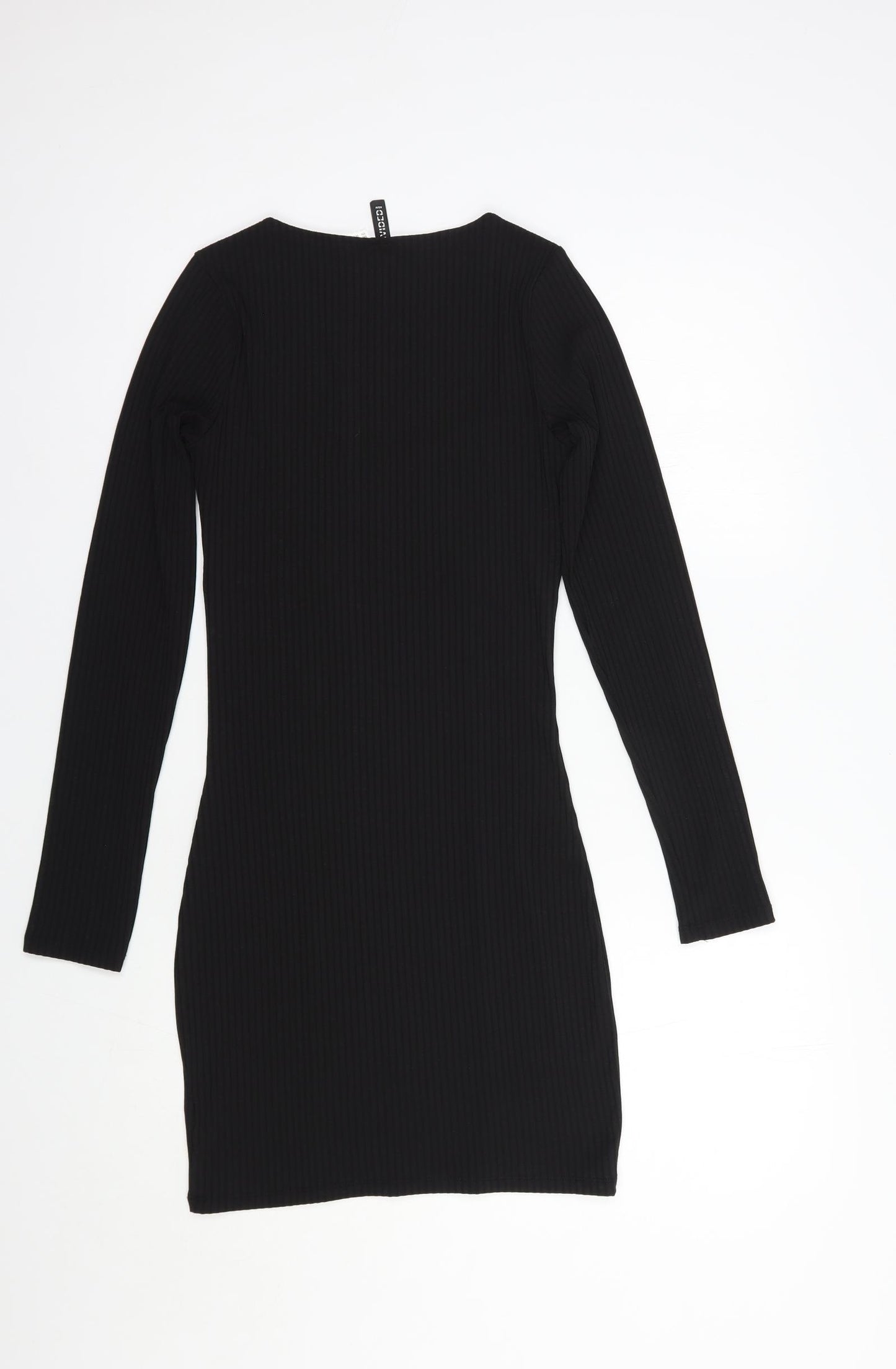 H&M Womens Black  Polyester Bodycon  Size S  Square Neck Pullover