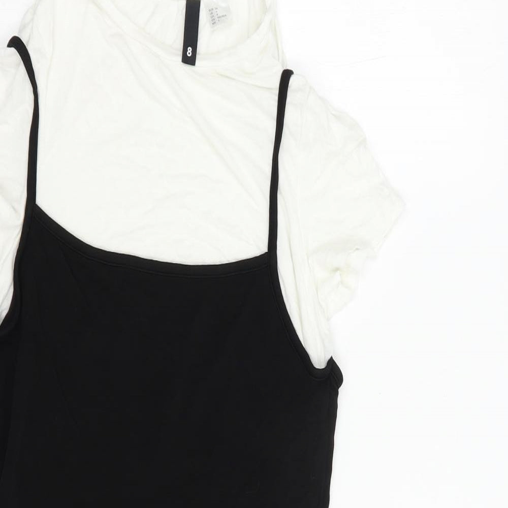 H&M Womens Black  Viscose Mini  Size 6  Crew Neck Pullover