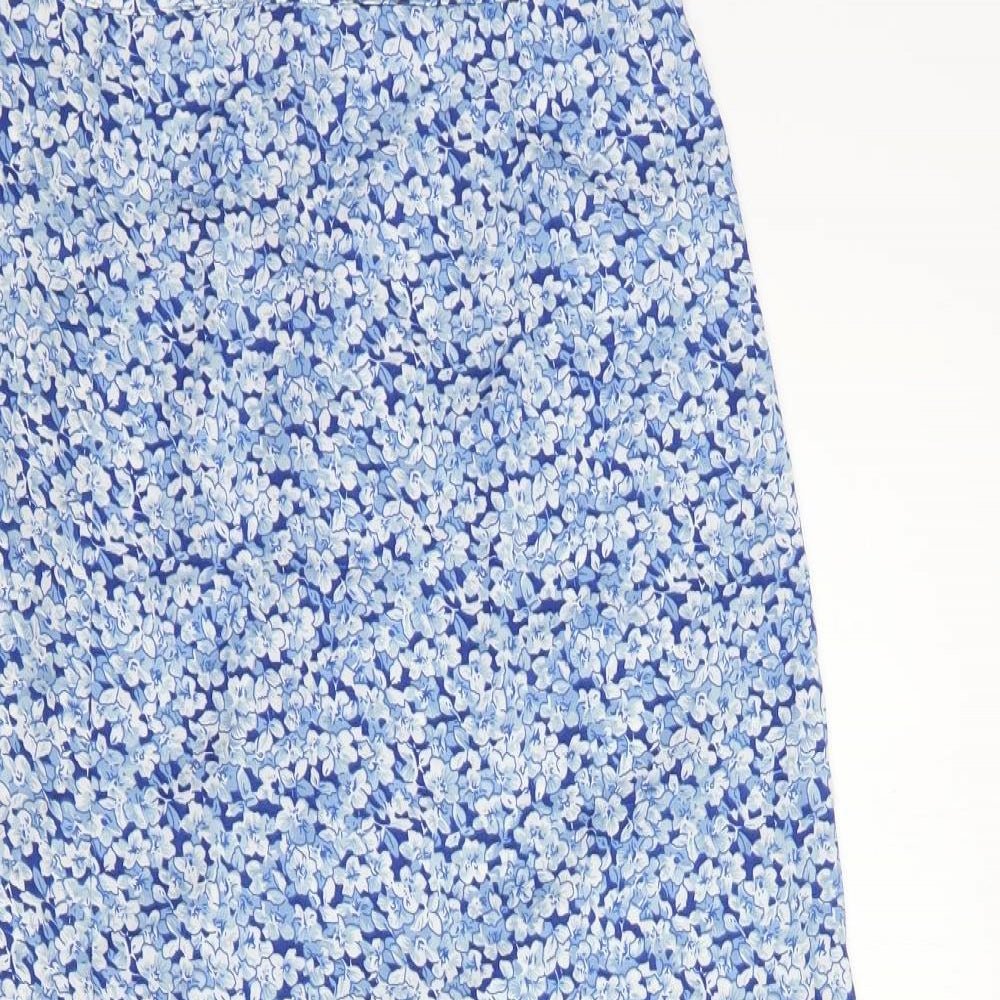 SheIn Womens Blue Floral Polyester Maxi Skirt Size M   Zip