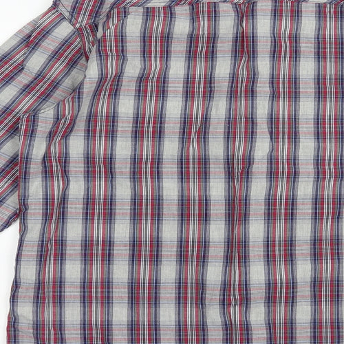 George Mens Blue Plaid Cotton  Button-Up Size M Collared Button