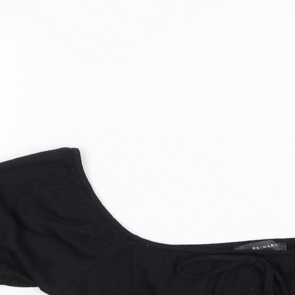 Primark Womens Black  Polyester Cropped Blouse Size 6 Off the Shoulder