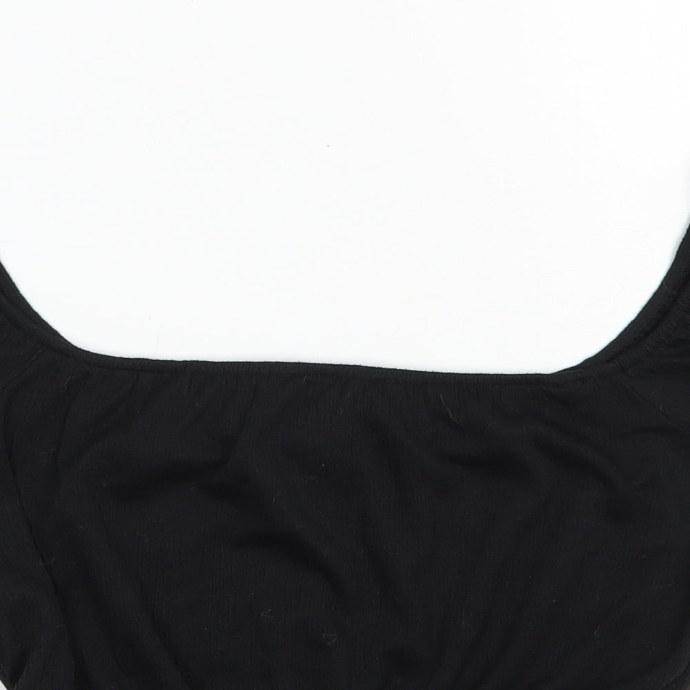 Primark Womens Black  Polyester Cropped Blouse Size 6 Off the Shoulder
