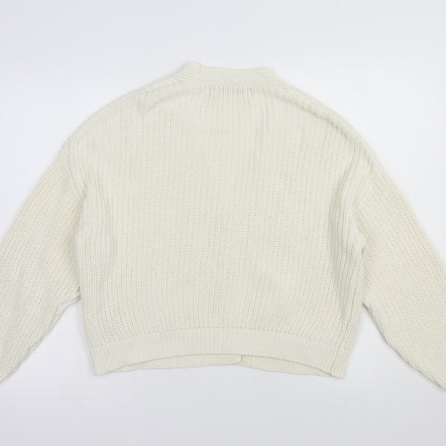 Primark Womens Ivory V-Neck  Cotton Cardigan Jumper Size 10