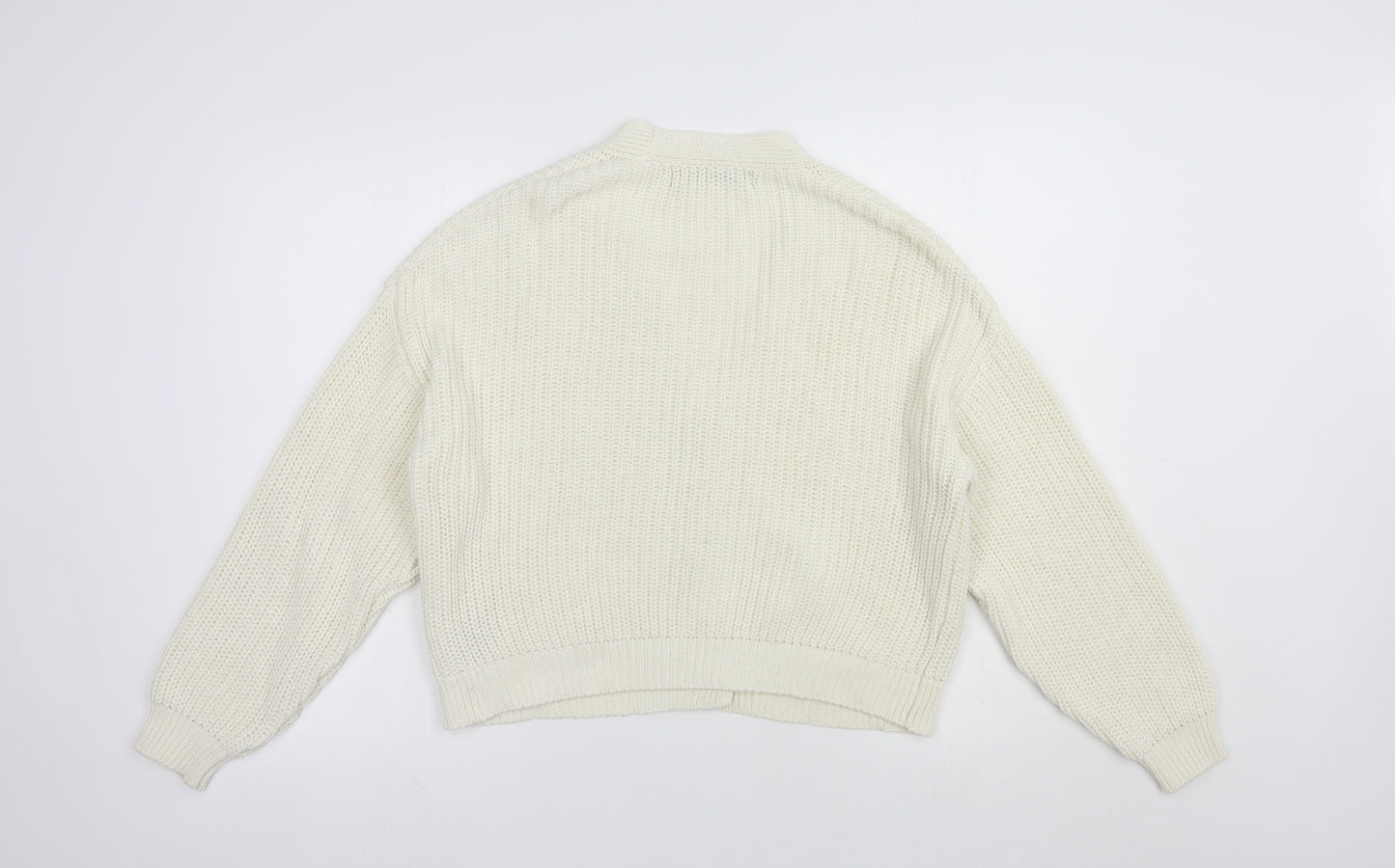 Primark Womens Ivory V-Neck  Cotton Cardigan Jumper Size 10