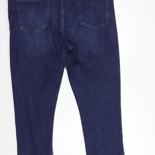 F&F Womens Blue  Cotton Straight Jeans Size 20 L30 in Regular Button