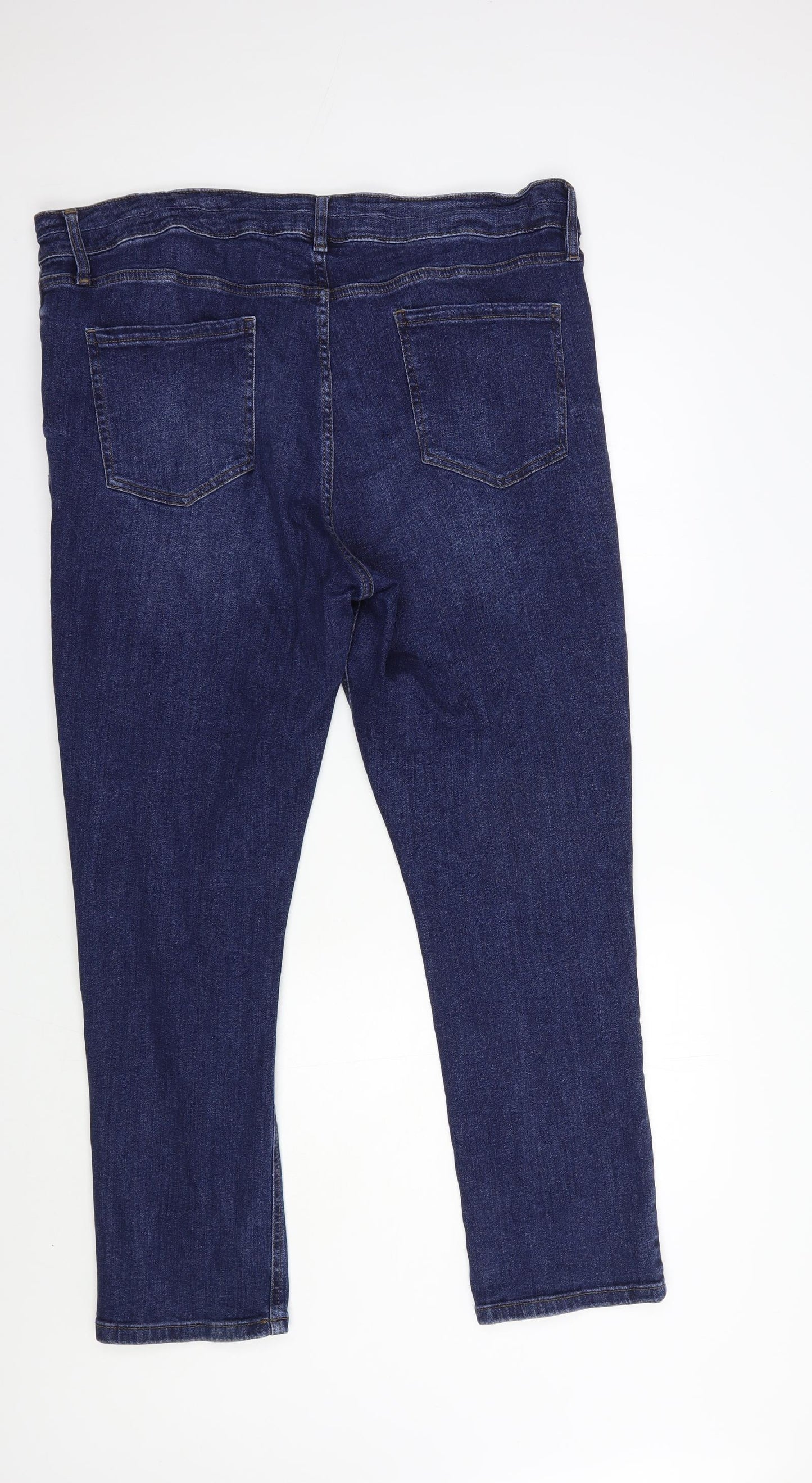 F&F Womens Blue  Cotton Straight Jeans Size 20 L30 in Regular Button