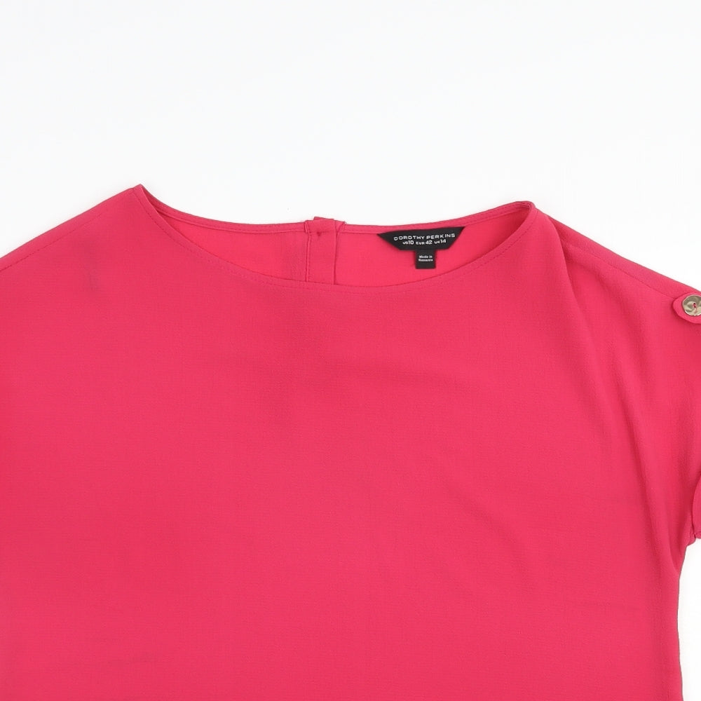 Dorothy Perkins Womens Pink  Polyester Basic Blouse Size 14 Boat Neck