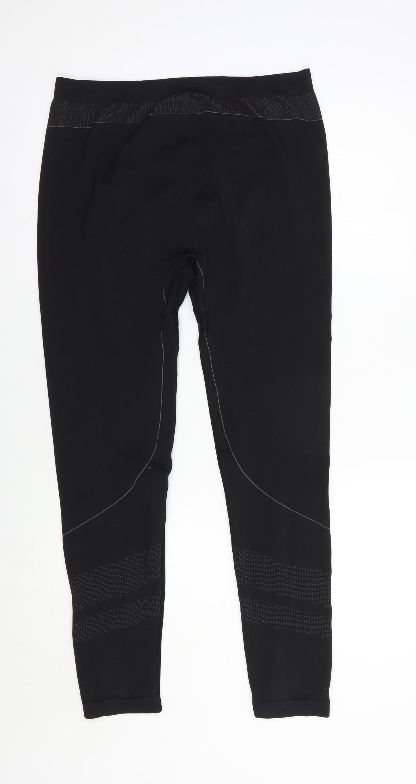 Crane Womens Black Striped Polyester Compression Leggings Size L L27 in Regular