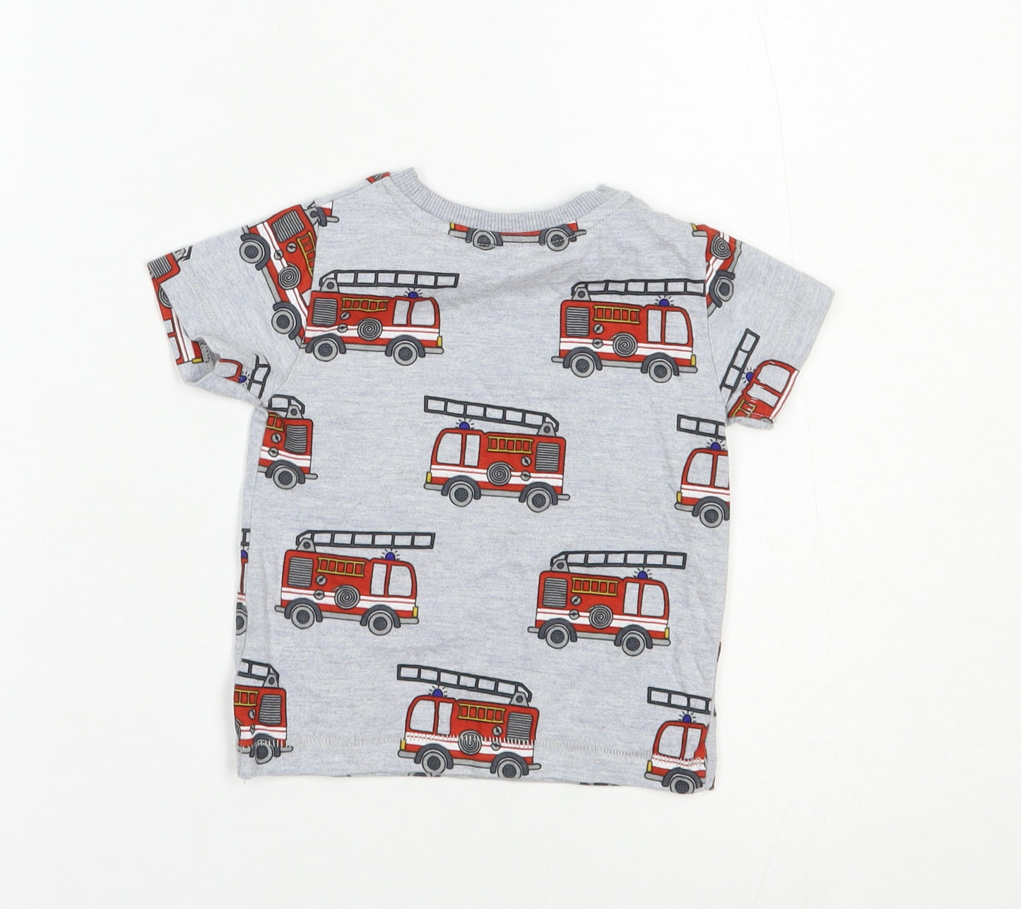 NEXT Baby Grey Geometric Cotton Pullover T-Shirt Size 3-6 Months Crew Neck Pullover - Fire Engine