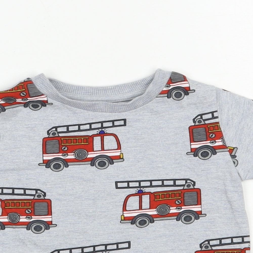 NEXT Baby Grey Geometric Cotton Pullover T-Shirt Size 3-6 Months Crew Neck Pullover - Fire Engine