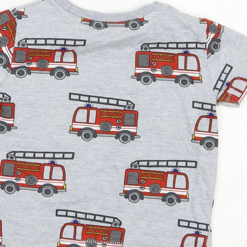 NEXT Baby Grey Geometric Cotton Pullover T-Shirt Size 3-6 Months Crew Neck Pullover - Fire Engine