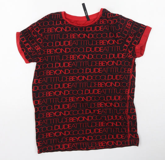 Front view of George boys’ multicoloured cotton basic button-up, size 10-11, years round neck