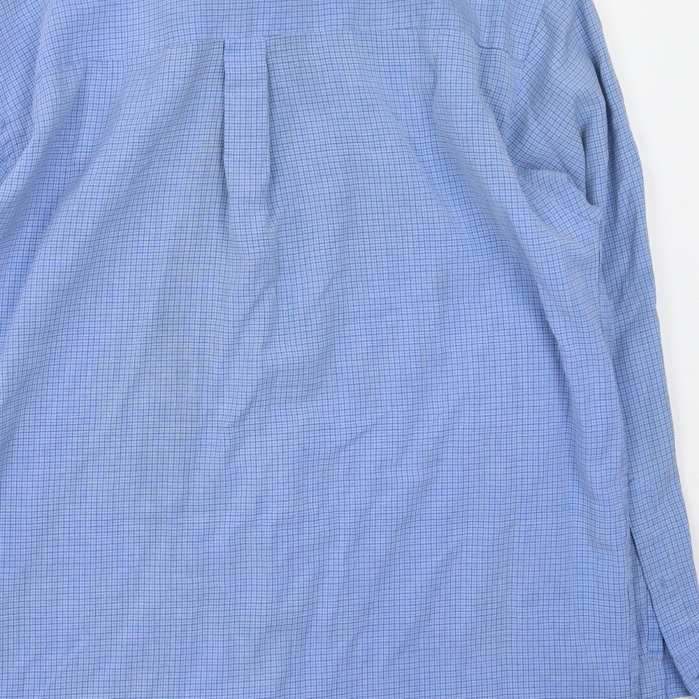 Gianni Vironi Mens Blue  Polyester  Button-Up Size M Collared