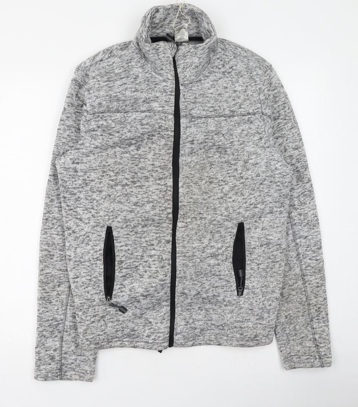 Crane Mens Grey High Neck Polyester Full Zip Jumper Size L