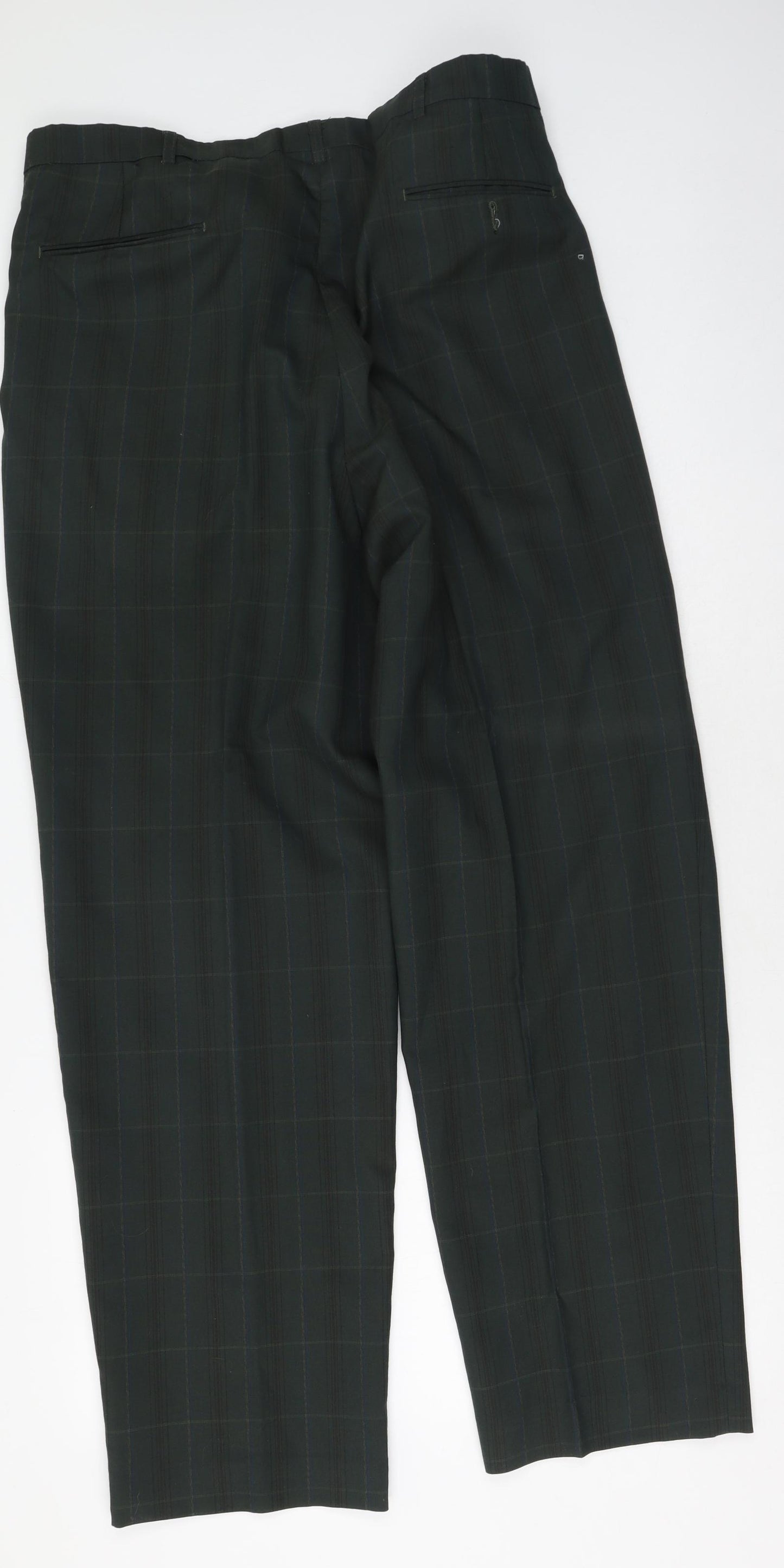 REVIRA Mens Multicoloured Plaid Polyester Trousers  Size 42 in L25 in Regular