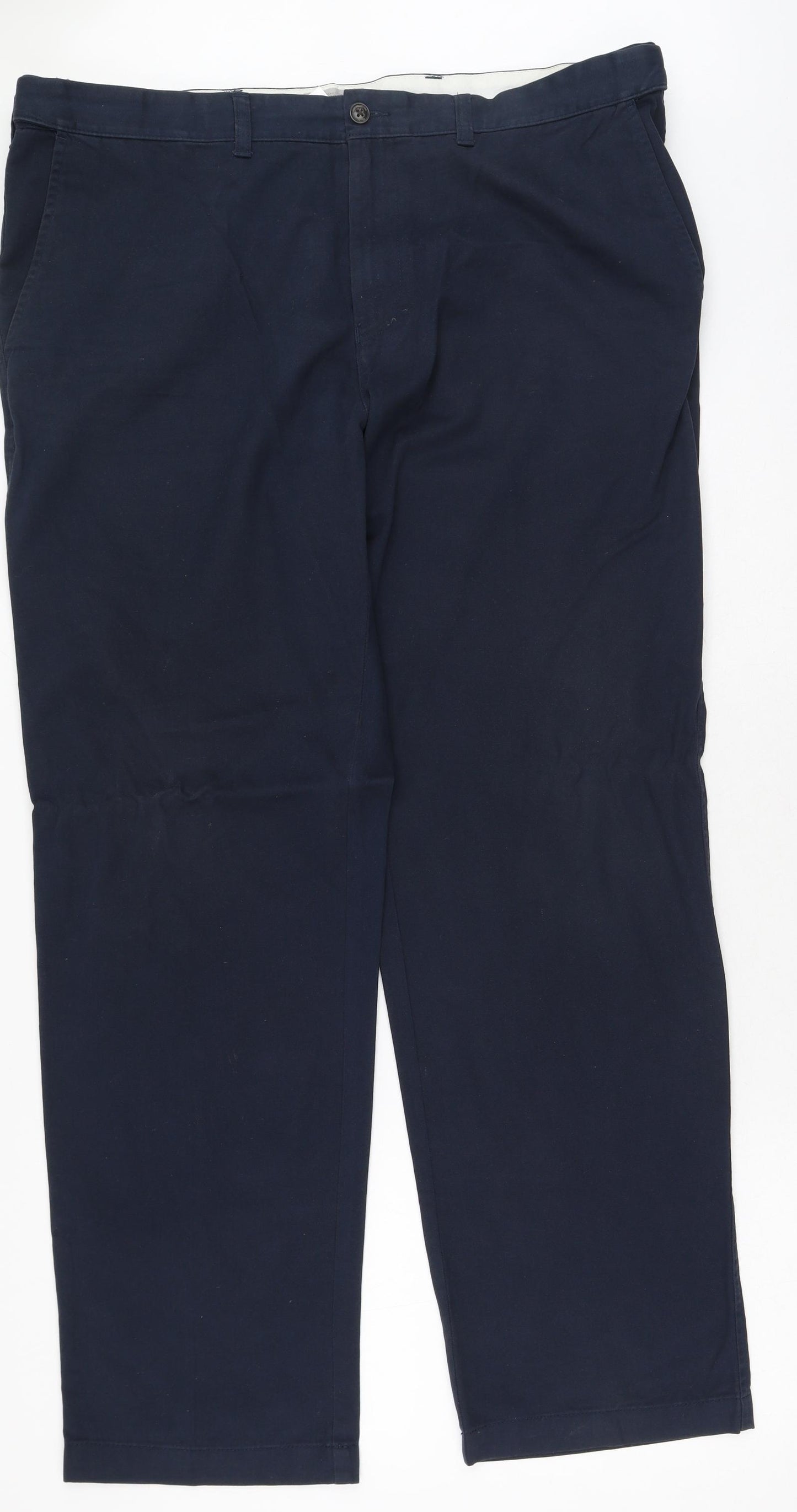 Marks and Spencer Mens Blue  Cotton Trousers  Size 42 L33 in Regular