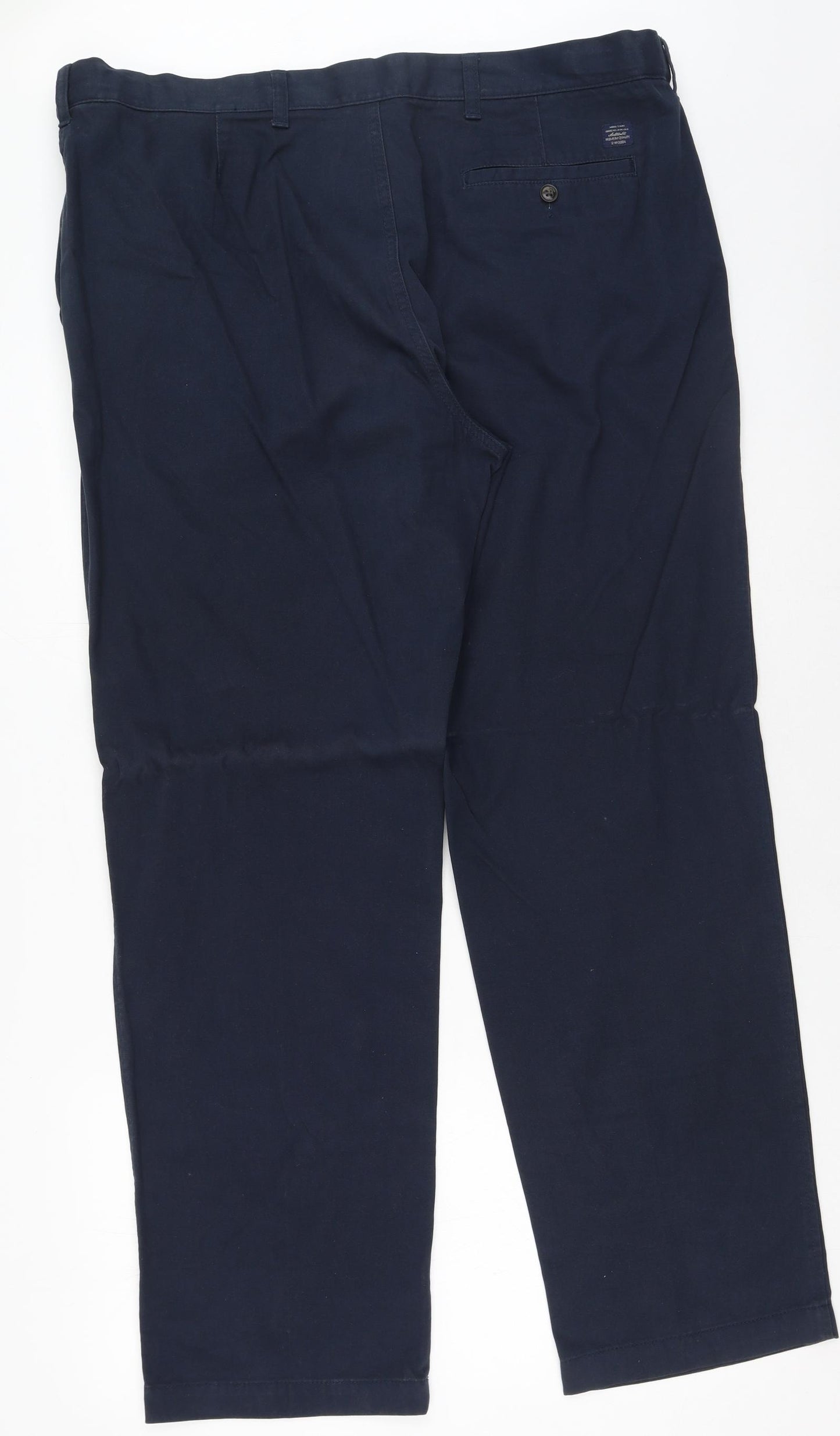 Marks and Spencer Mens Blue  Cotton Trousers  Size 42 L33 in Regular