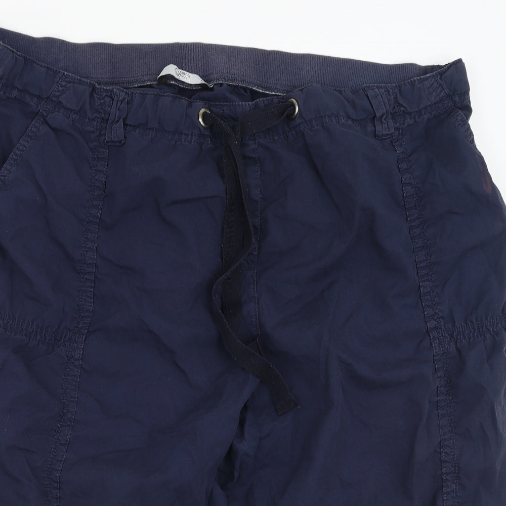 Bonmarché Womens Blue  Cotton Cropped Trousers Size 24 L28 in Regular