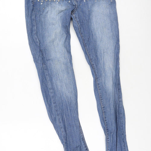 Denim & Co. Womens Blue  Cotton Mom Jeans Size 10 L37 in Regular