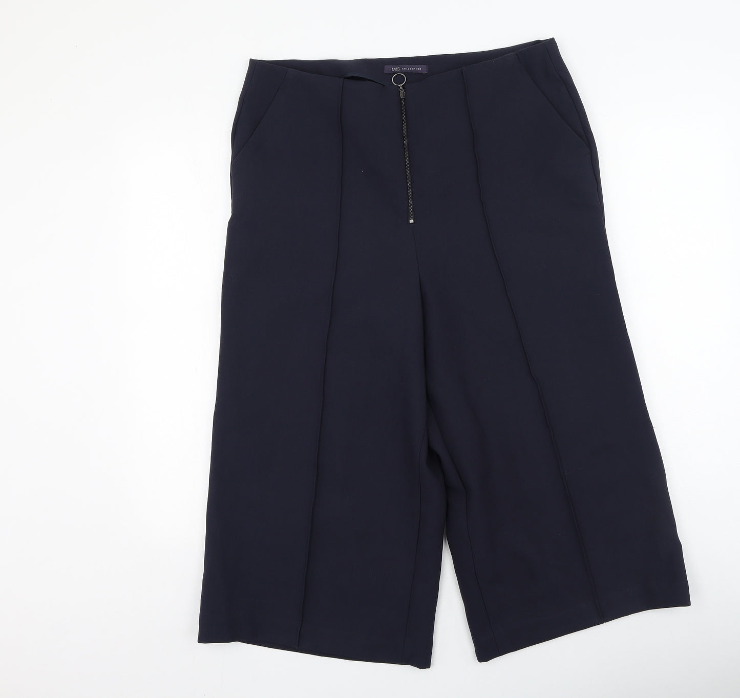 Marks and Spencer Womens Blue  Polyester Trousers  Size 16 L34 in Regular