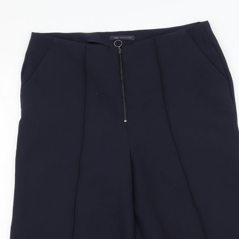 Marks and Spencer Womens Blue  Polyester Trousers  Size 16 L34 in Regular