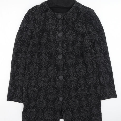 Berkertex Womens Grey Round Neck Floral Acrylic Cardigan Jumper Size 12