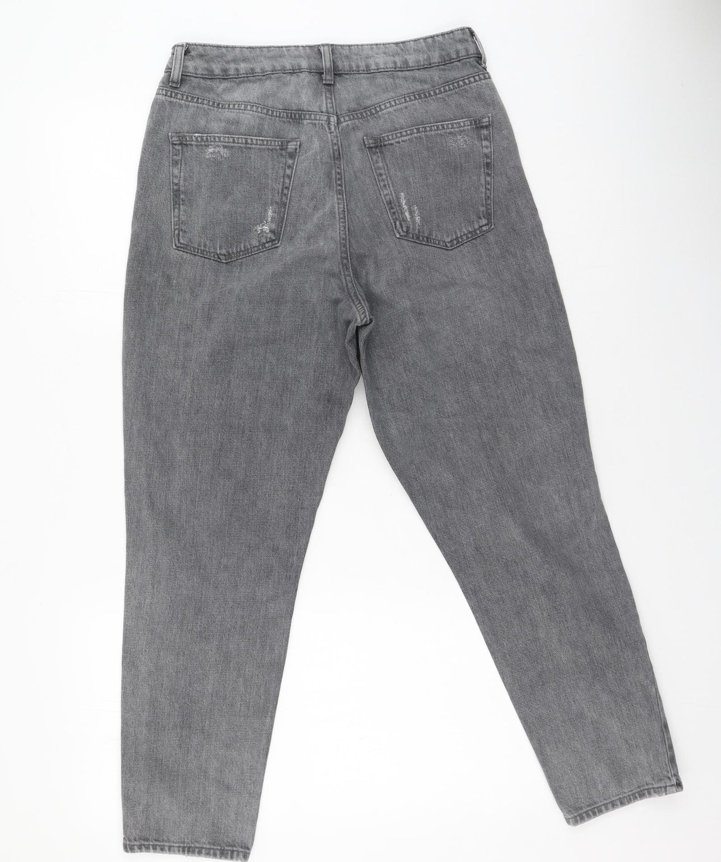 Topshop Womens Grey  Cotton Mom Jeans Size 30 in L30 in Regular