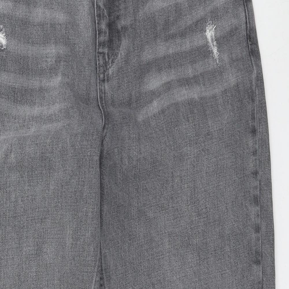 Topshop Womens Grey  Cotton Mom Jeans Size 30 in L30 in Regular