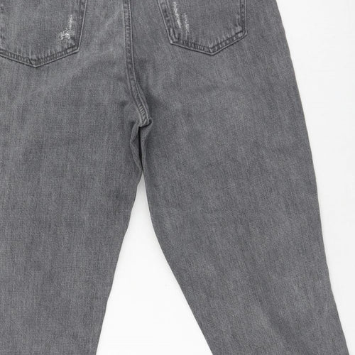 Topshop Womens Grey  Cotton Mom Jeans Size 30 in L30 in Regular