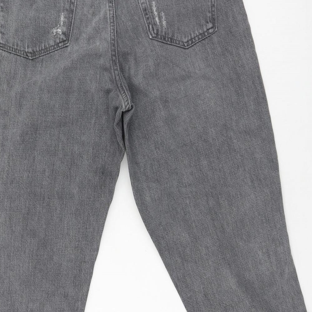 Topshop Womens Grey  Cotton Mom Jeans Size 30 in L30 in Regular