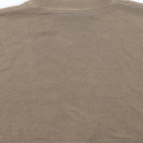 TU Womens Brown V-Neck  Acrylic Cardigan Jumper Size 12