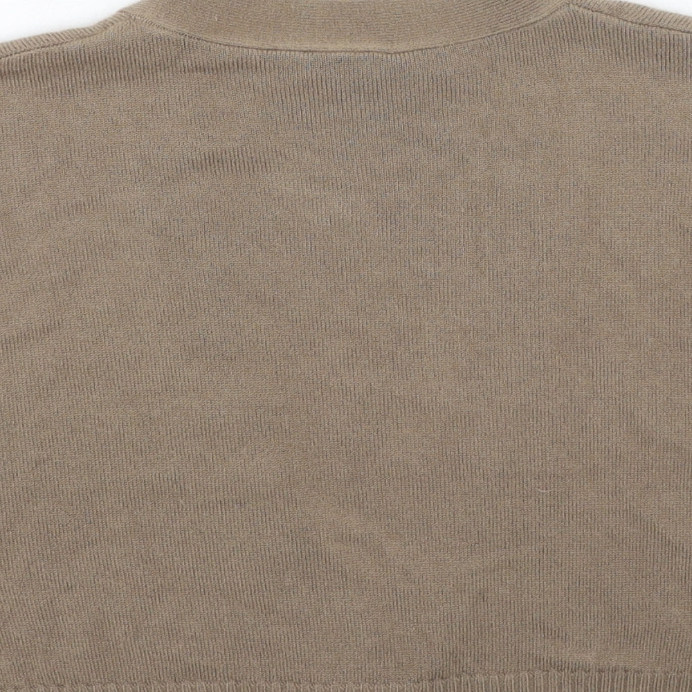TU Womens Brown V-Neck  Acrylic Cardigan Jumper Size 12