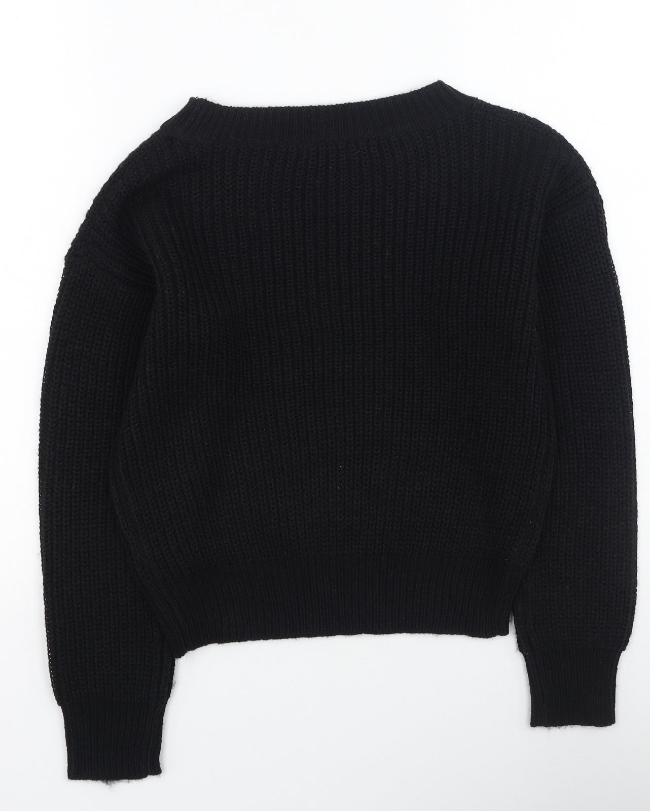 Boohoo Womens Black Round Neck  Polyester Pullover Jumper Size M