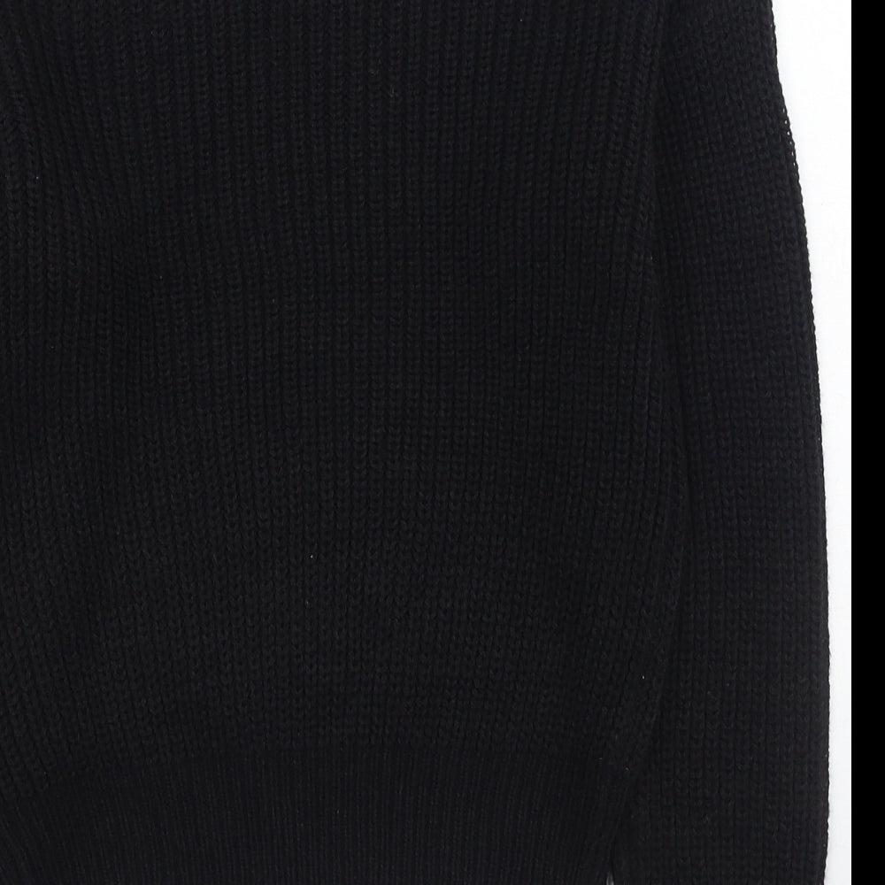 Boohoo Womens Black Round Neck  Polyester Pullover Jumper Size M