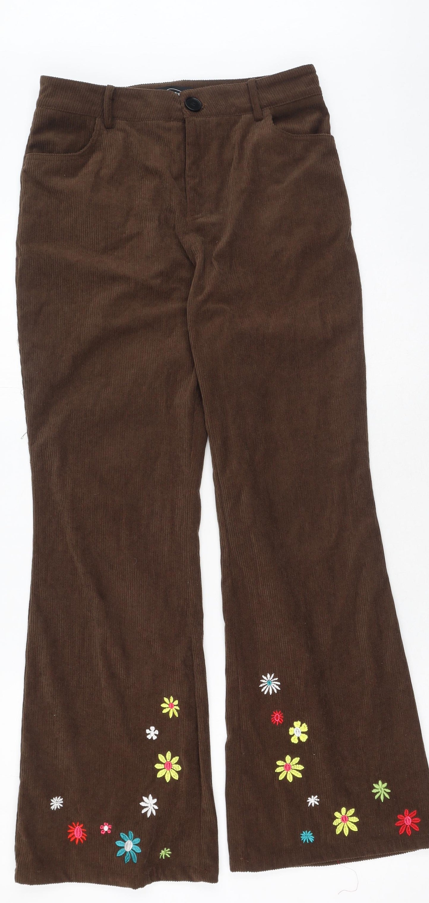 cider Womens Brown Floral Cotton Trousers  Size L L31 in Regular
