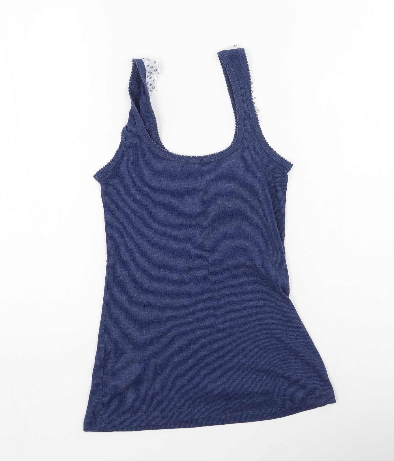 Primark Womens Blue Floral Cotton Camisole Tank Size 12 Round Neck