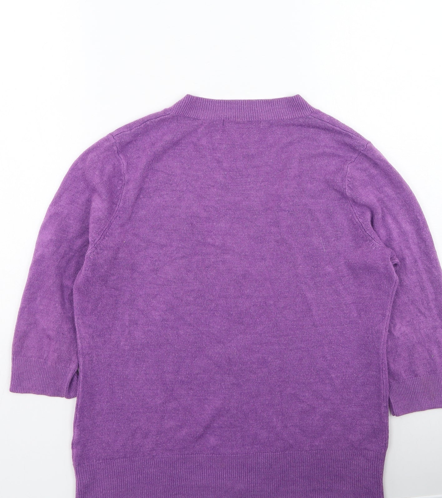 George  Womens Purple Round Neck  Acrylic Cardigan Jumper Size 16