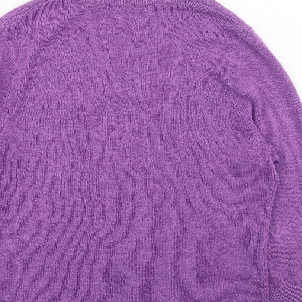 George  Womens Purple Round Neck  Acrylic Cardigan Jumper Size 16