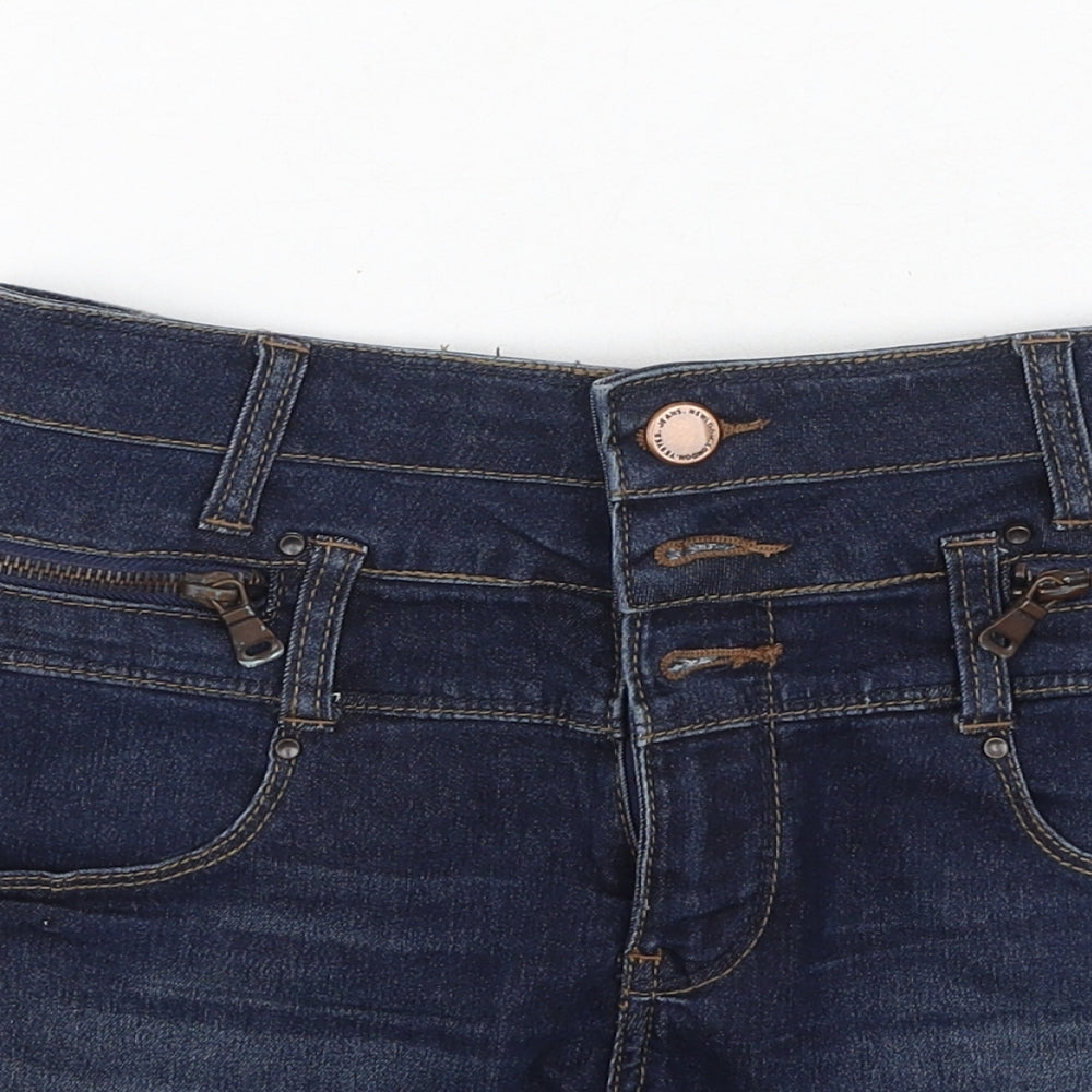 New Look Womens Blue  Cotton Hot Pants Shorts Size 8 L4 in Regular