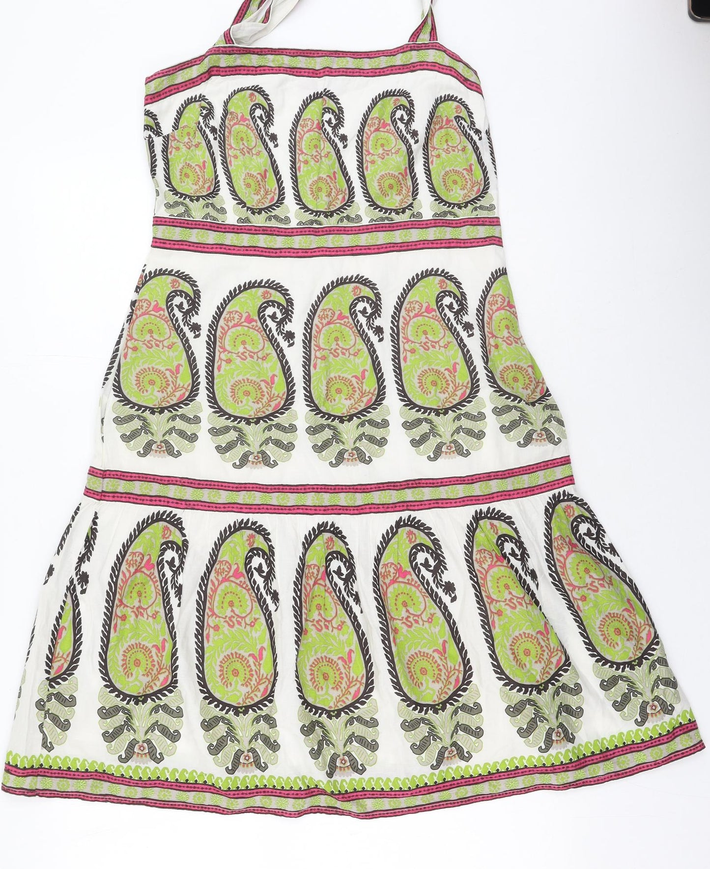 Monsoon Womens Multicoloured Geometric Cotton Fit & Flare  Size 12  Square Neck