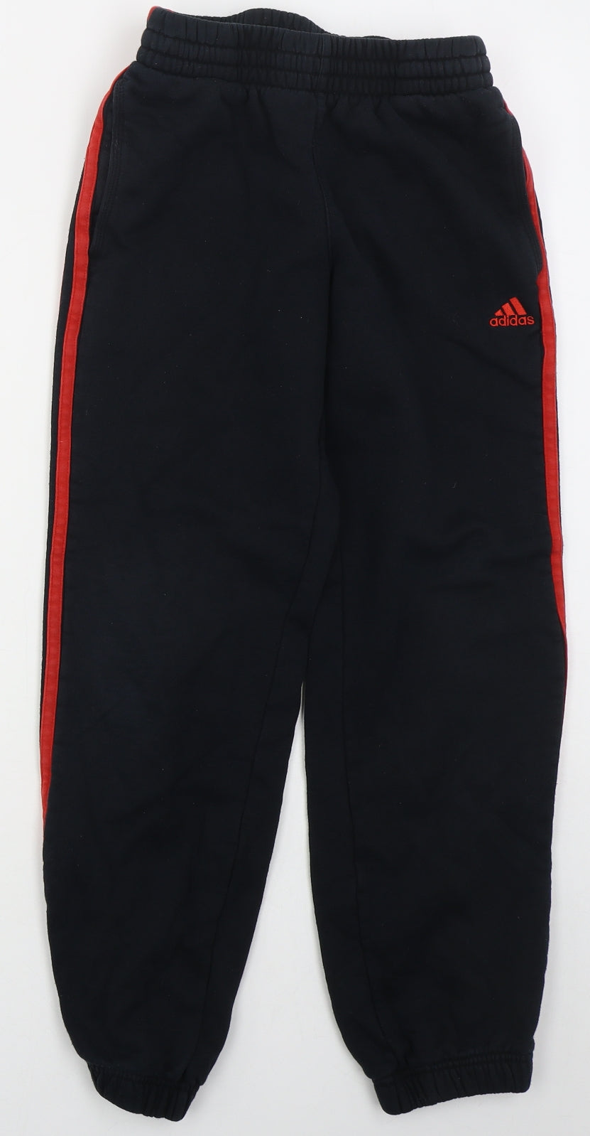 adidas Boys Black  Cotton Sweatpants Trousers Size 11-12 Years  Regular Drawstring - Red