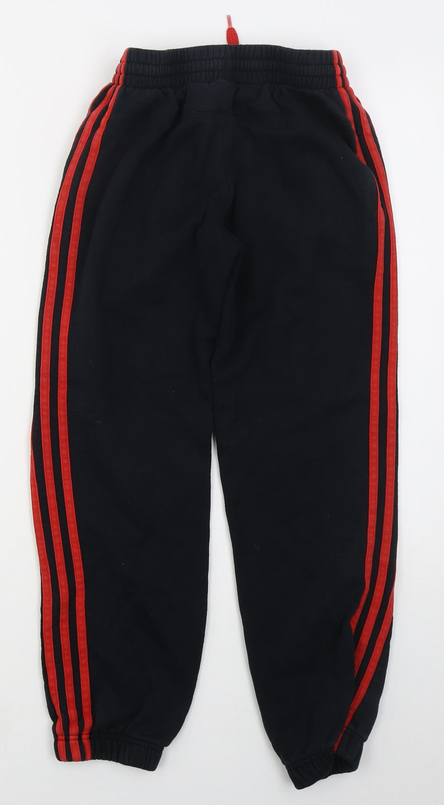 adidas Boys Black  Cotton Sweatpants Trousers Size 11-12 Years  Regular Drawstring - Red