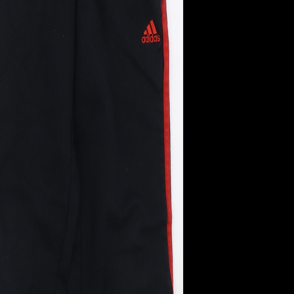 adidas Boys Black  Cotton Sweatpants Trousers Size 11-12 Years  Regular Drawstring - Red