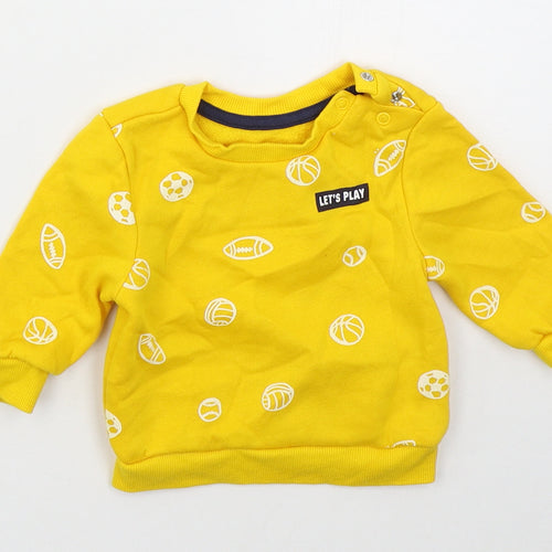 Primark Boys Yellow  Cotton Basic T-Shirt Size 3-6 Months Crew Neck Pullover - Lets Play