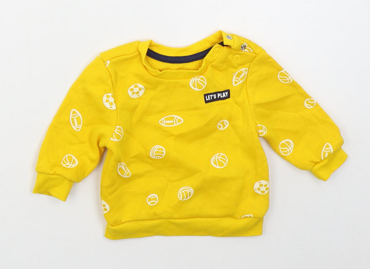 Primark Boys Yellow Cotton Basic T-Shirt Size 3-6 Months Crew Neck Pullover - Lets Play