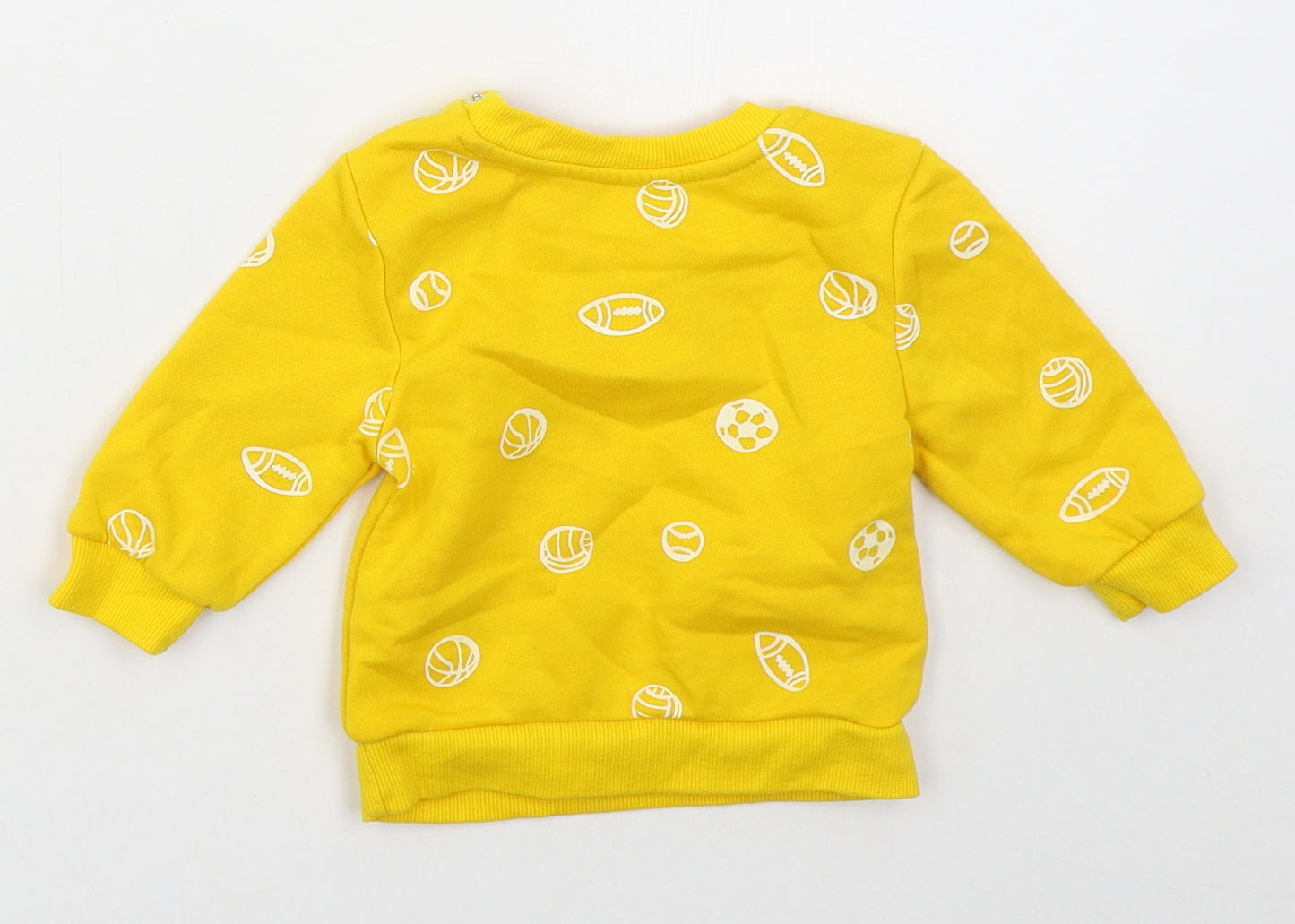 Primark Boys Yellow  Cotton Basic T-Shirt Size 3-6 Months Crew Neck Pullover - Lets Play