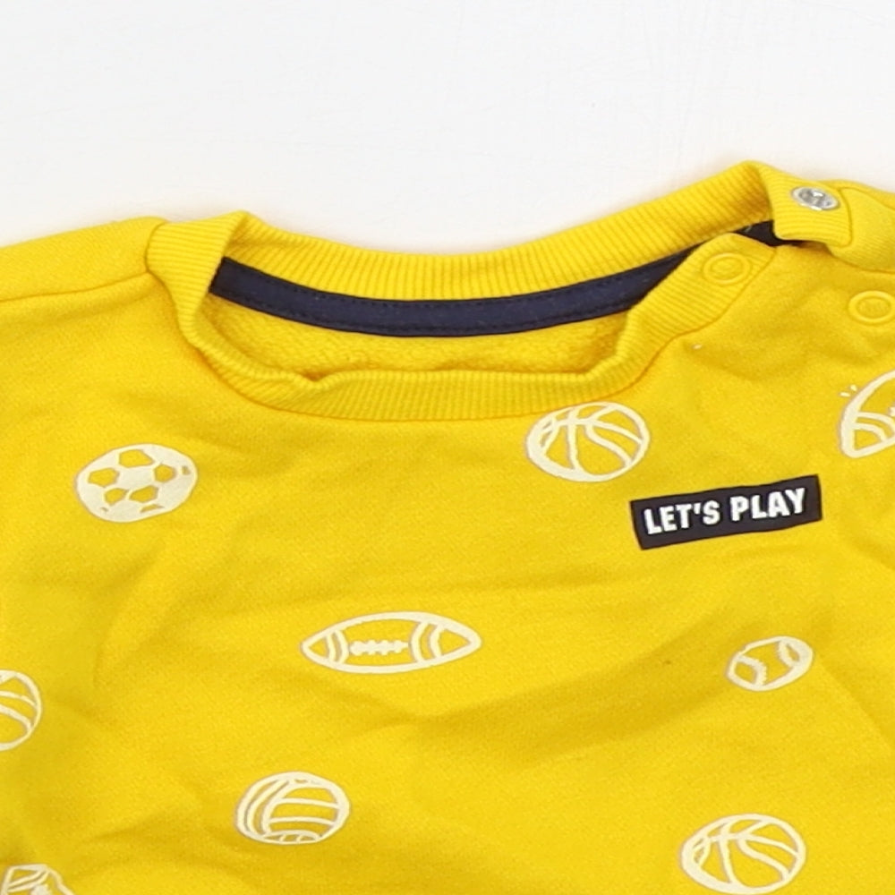 Primark Boys Yellow  Cotton Basic T-Shirt Size 3-6 Months Crew Neck Pullover - Lets Play