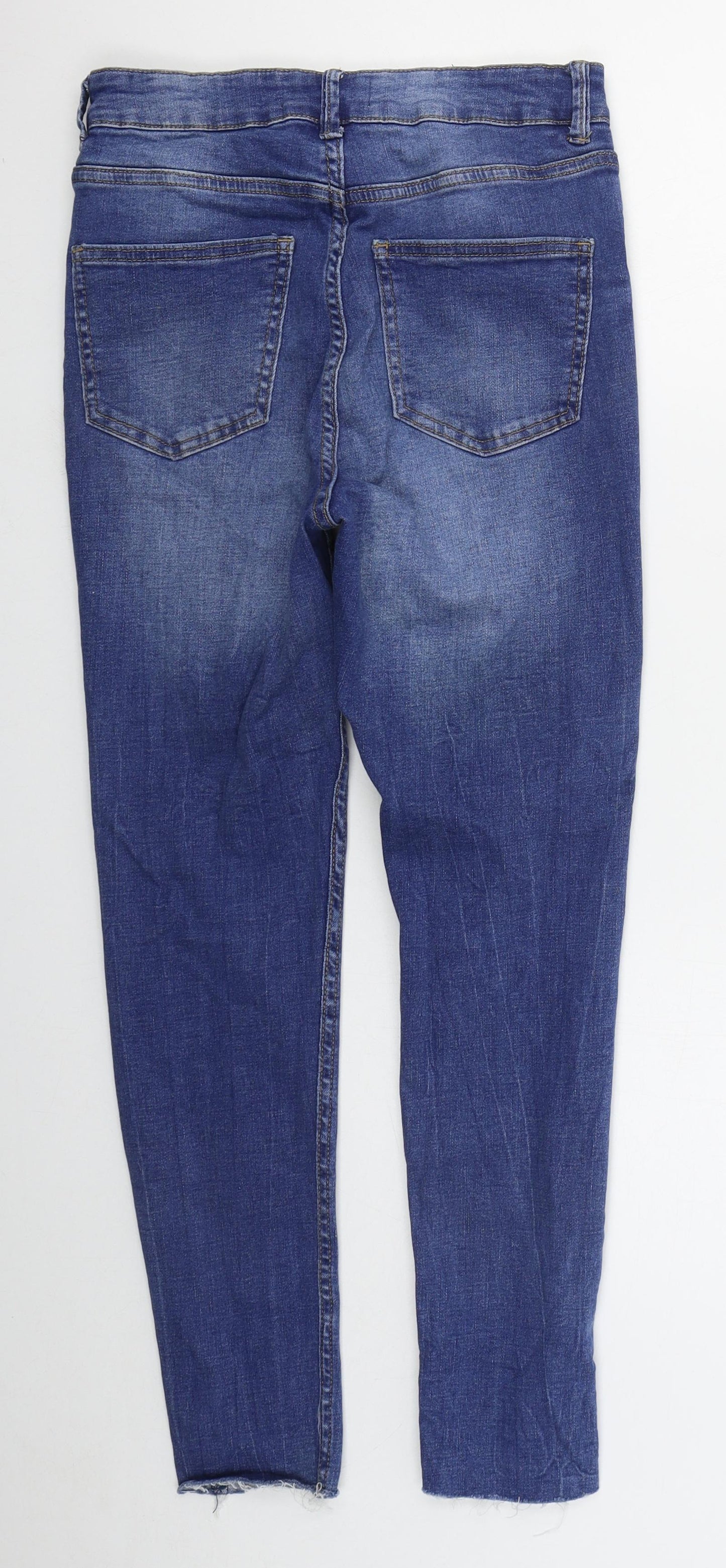 Primark Womens Blue  Cotton Skinny Jeans Size 12 L26 in Regular Button